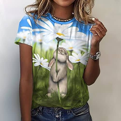 Camisas da Páscoa feminina Camiseta Floral Bunny Camiseta Funnamente Rabbit Tee de Páscoa Presente