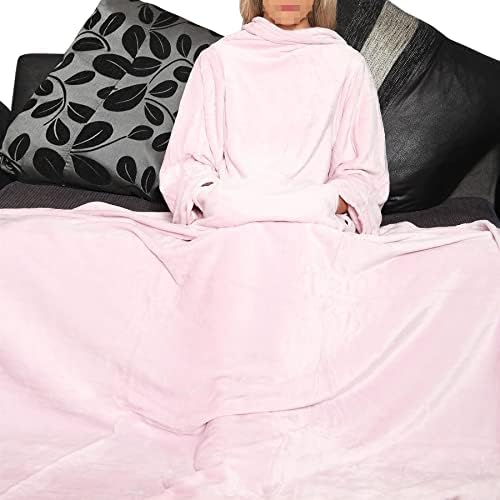 A2Z Ladies vestível de bebê rosa manta com mangas Snuggle de flanela - tv blkt baby pink_adult