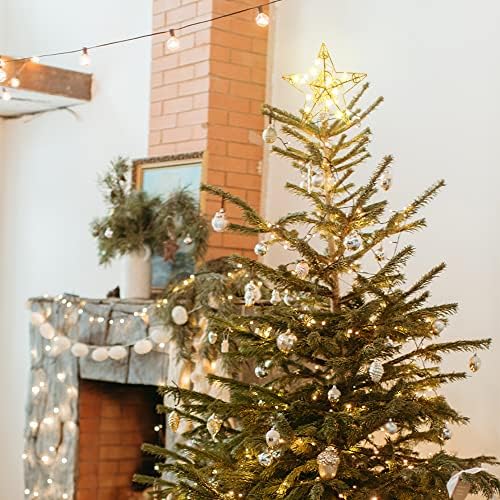 Yeahome Gold Christmas Star Tree Tree, 10 iluminado 3D Hollow 5 pontos Star Tree Topper, estrela