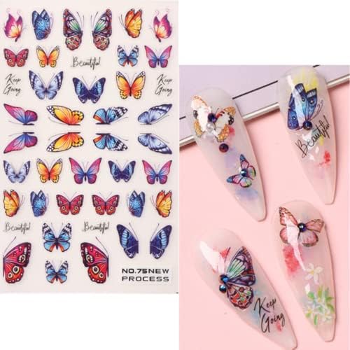 6 lençóis adesivos de arte de borboleta na borboleta Rosa Diy Diy Diy Uil Design Decoração para pregos