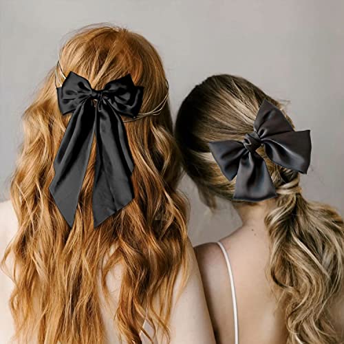 4 peças Cabelos de cetim Cabinhos macios de fita de cabelo Barretas para mulheres meninas, arcos