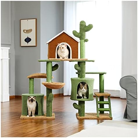 Torre de gato de combinação de árvores de gato TDDGG 3 em 1 com arranhões post Cactus House Furniture