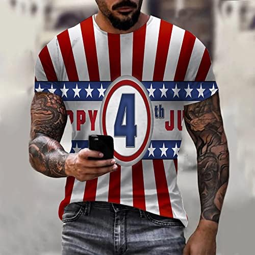 Camisetas T -grandes do verão para homens de camisetas masculinas de manga curta Casual Independence Day 3D Digital