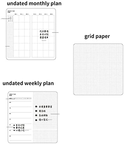 WFJDC Agenda sem data 2022 Planejador semanal Livro mensal+Plano semanal+Notebooks de papel para