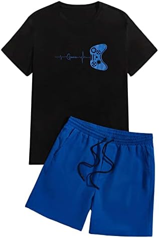 Soly Hux masculino masculino Roupa de letra de letra de letra de manga curta e shorts de cintura de cordão