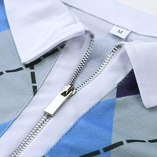 XXBR ZIPPER CHAMISTAS Polo para homens, gráfico listrado de verão Slim Fit Sleeve Sleeve Busine