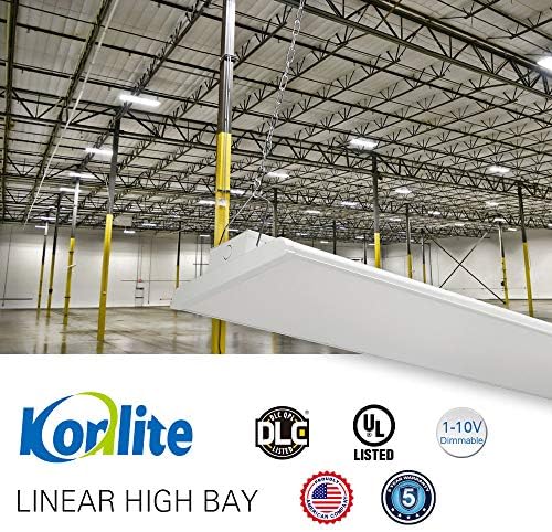 Konlite 2 pacote de 4 pés LED linear Highbay Light - 225W - 30600LM - 1-10V Dimmable - 5000k- Ul e DLC