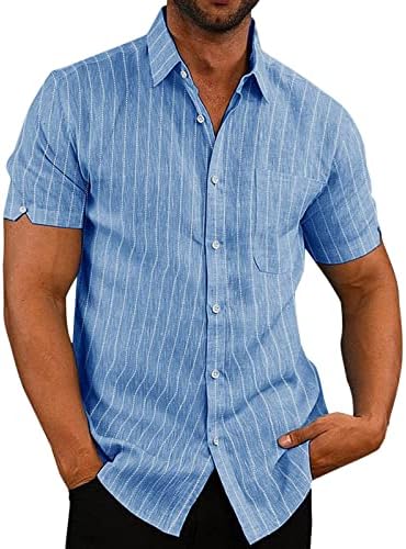 Xxbr algodão linho camisas havaianas para homens camisa de manga curta Camisa de praia listrada de verão casual