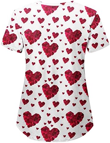 Dia dos Namorados Scrub_tops Mulheres Lips Blusa Padrão de manga curta Enfermeira Trabalhando uniforme V Camisetas
