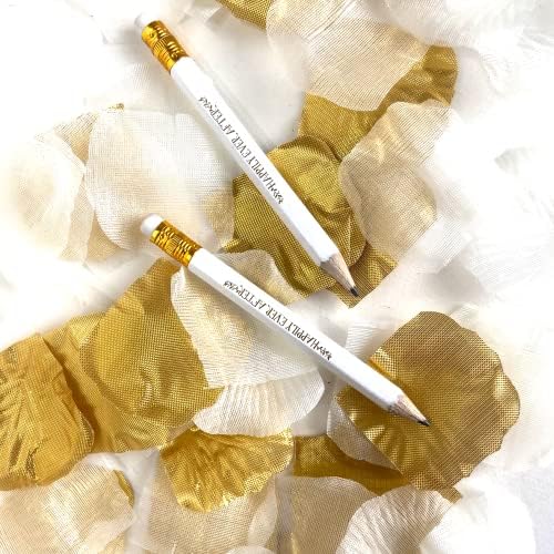 50pcs Lápis brancos para chuveiro de noiva com uma festa de casamento de confetes de pétala