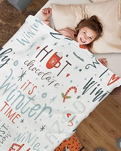 Cobertor de bebê - 30 x 40 - Merry Chirstmas Word Winter Cobertors de bebê super macio para meninos