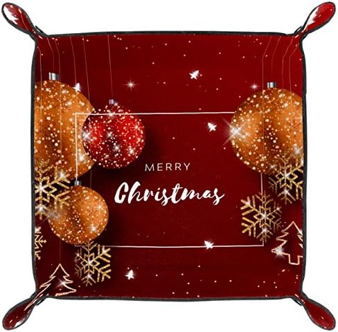 Lyetny Red Shiny Christmas pendurado Ball Ball Flakes de neve Tray Bandejas de armazenamento Caixa