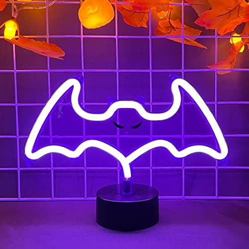 Purple Bat Neon Sign com base, decoração de Halloween LED BAT NEON SIGNS LIGHT SINAIS DE TABELA INTERIOR