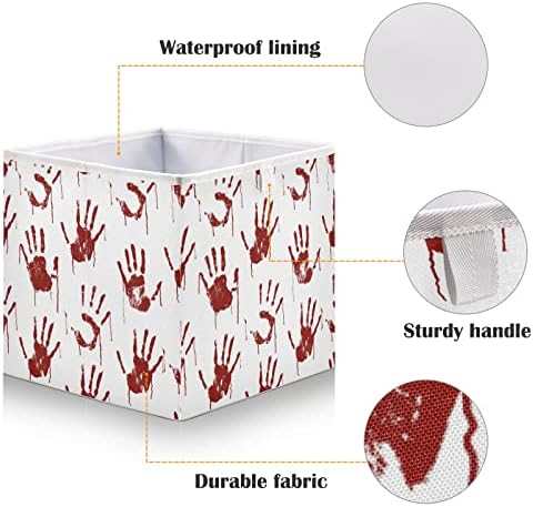 Poeticcity Red Bloody Bloody Scary Hands Blood On White Backer Square Storage Storage Bina,