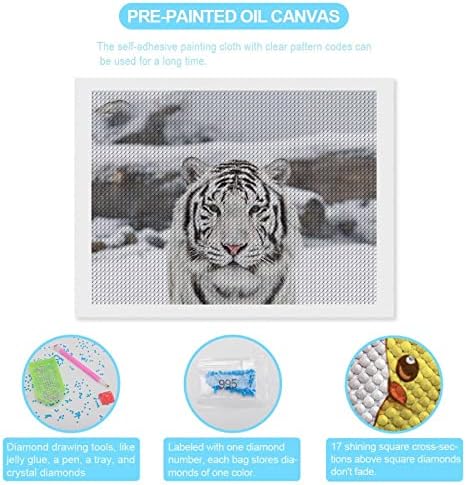 Kits de pintura de diamante de neve brancos de tigre 5D DIY DIY FILIZAÇÃO FILIZAÇÃO DE RETRAS DE RETRAS DE WALL