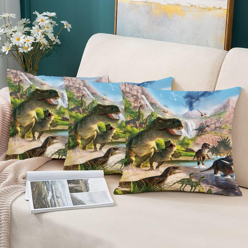 Niuone Kids Dinosaur Pillow Capa Conjunto de 2 travesseiro de dinossauro de tecido de microfibra macia 18 x