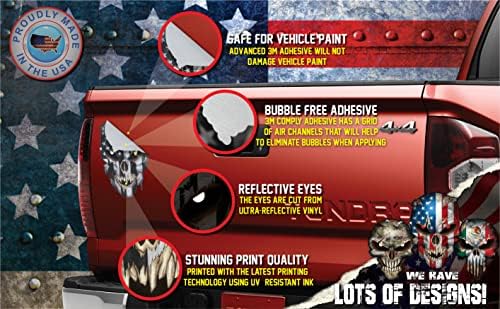 Decalque de crânio - adesivos premium de crânio para caminhões e carros - adesivos de bandeira americana