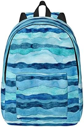 Moliae Blue Wave Stripe Pinrt Backpack de lona para homens Mulheres, mochila laptop, mochila durável,