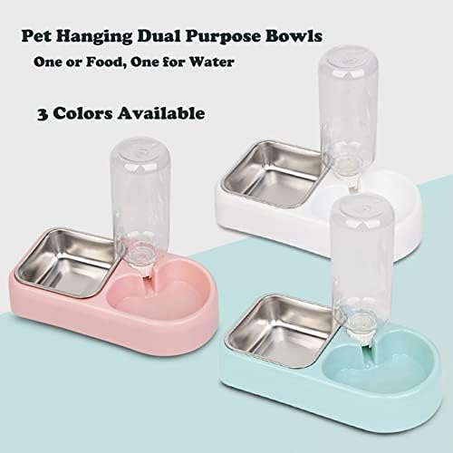 Crate Dog Cat Bowls, Dog Water and Food Bowl Set com tigela de aço inoxidável destacável e garrafa automática