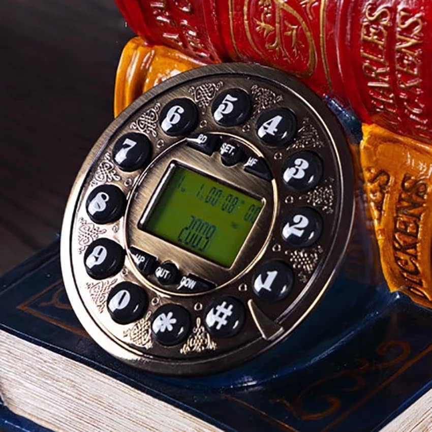 Lukeo Retro Book Base Phone fixo para casa, botão vintage Dial Telefone antigo telefone com fio com mãos grátis, identificação de chamadas