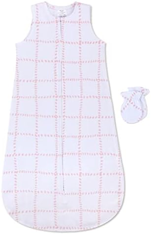 Baby vestível cobertor e luvas Conjunto de 2 pacote- de algodão saco de sono com zíper para menina de