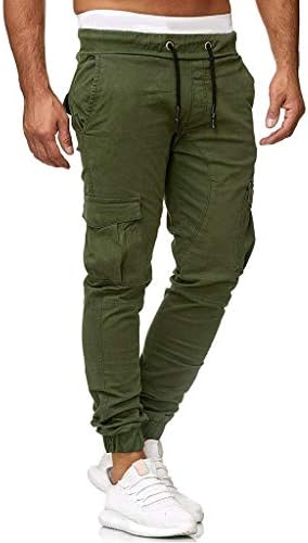 Yowein masculino casual masculino calças de suor sólido Cargo de corrida de corrida de corredor com bolsos