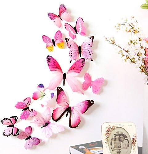 Wlosery 12pcs 3d adesivos de parede de borboleta decoração de parede para decoração de casamento