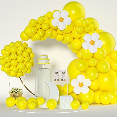 Balões de Yelllow Kit de arco de guirlanda, 138pcs balões amarelos tamanhos diferentes 5 10 12