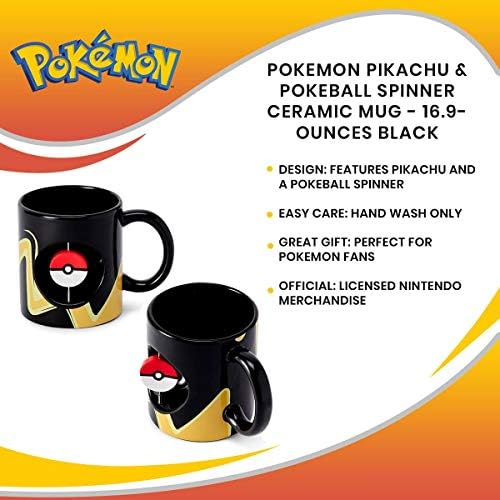 Caneca Pokémon Oficial - Copo de cerâmica preta de 16,9 onças para café quente, chá, cacau - RONVETY DINKWARDS