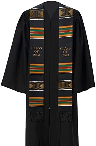 Classe Samdeemi de 2023 Kente Graduation roubou faixa com borla preta, combine o vestido de graduação para iniciações