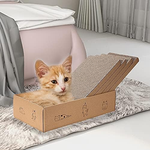 4 pacotes em 1 scratch almofada de gato com caixa, papelão de arranhões de gato, papelão reciclável reversível,