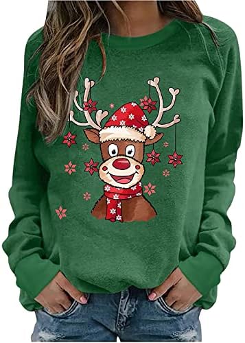 Narhbrg Christmas Sweatshirt para mulheres Let It Snov Pullover Snowflake Sweetshirts Tops Casual