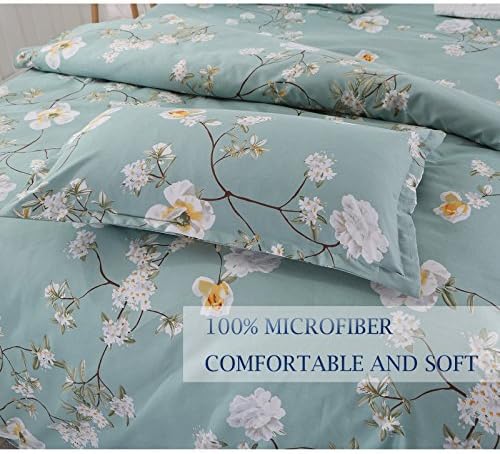 Rainha de capa de edredom de cama de nanko, 3 peças -800 threads de microfibra floral Down Comforter