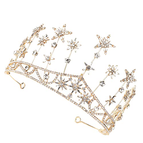 Coroa de estrela de Beauptty, Bling Rhinestone Tiara Wedding Wedding Star Star Hair Pieces Acessórios para mulheres