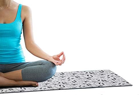 Ambesonne Yoga Yoga Mat Toalha, Poses monocromáticas da técnica de meditação oriental East Stars