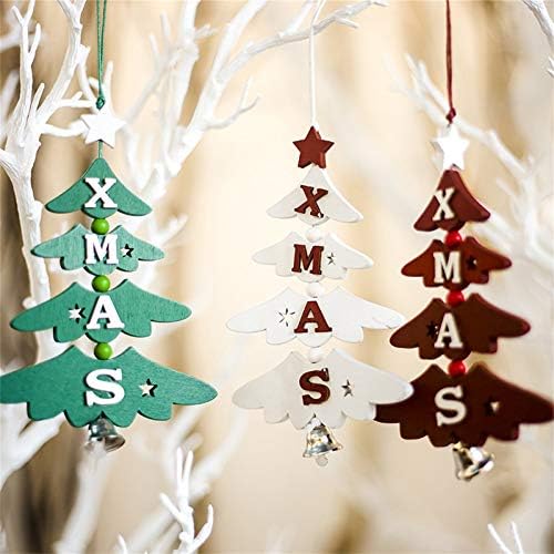 Decoração de ornamentos Christmas de campainha de madeira usando árvore de artesanato Decoração alegre pendura