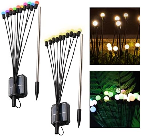 Jiuwu Solar Power Firefly Lights, 2 pacote 20 lâmpadas ao ar livre Lâmpada de lawn lâmpada de lâmpada de lâmpada