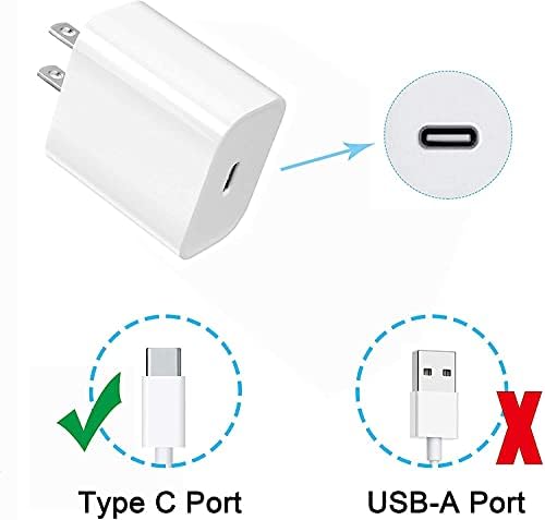 20W PD USB-C Adaptador de bloqueio de carregador de parede USB compatível com o novo iPad Air4 10,9 polegadas,