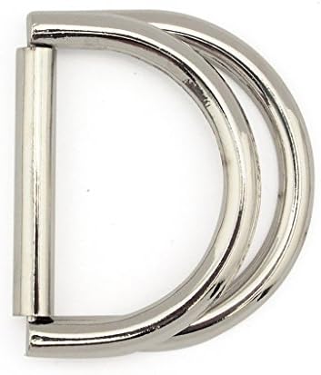 Fivela de cinto de mão 10206 Grande 4cm de metal prateado D anel - pacote de 5