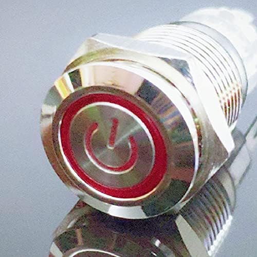 Botão de push de metal de 19 mm travando o símbolo de luz de luz de luz impermeável momentânea