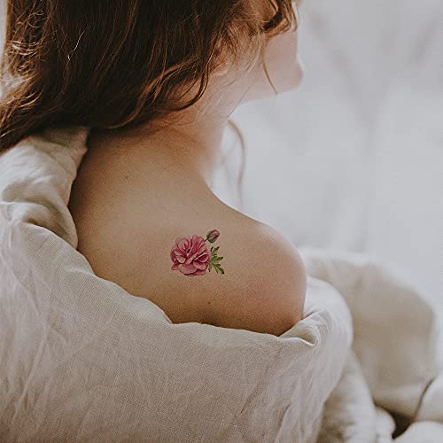 40 lençóis flores tatuagens temporárias adesivas pequenas adesivas 3d rosa peony lavanda coleta de flores de