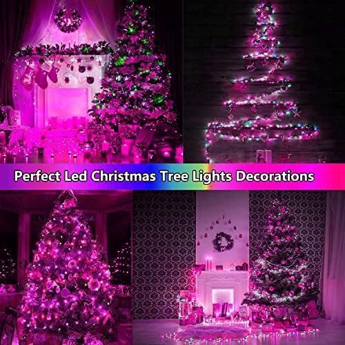 Luzes de cordas de férias do dia dos namorados rosa Luzes de Natal ao ar livre, arame verde de 66 pés 200 LED