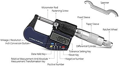 HTTJACK 0-25mm Micrômetro eletrônico PALIPER DIGITAL MIKROMETROMOMEMOMETRO DIGITALE DIGITALE
