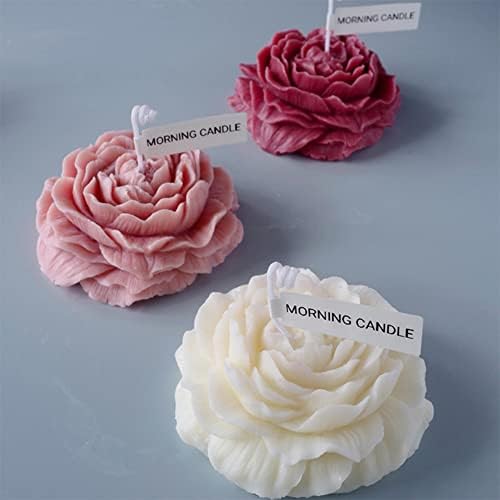 Jibeyyy Candle Mold 3D Flor Silicone Mold Peony Flower Silicone FONDANT MOLD para decoração de bolo
