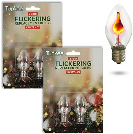 Tupkee C7 Plickering Flame Tip Bulbo - 1W, lâmpada incandescente com brilho laranja que pisca e dança para cima