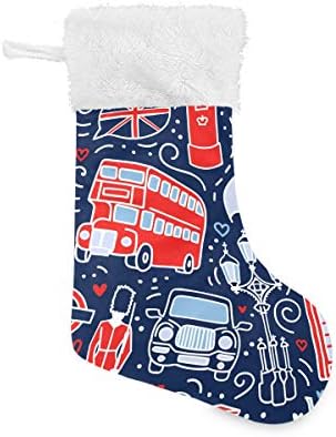 Símbolos de Pimilagu da Londres Grã -Bretanha meias de Natal 1 pacote 17,7 , meias penduradas para decoração de