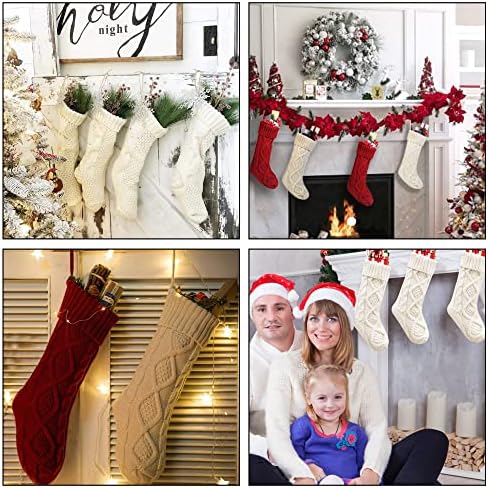 Meias de Natal do SUNYPLAY, 4 PACK 18 polegadas grandes decorações de meias de malha de malha decoração