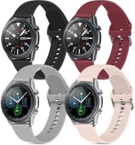 Bandas de oumida para Samsung Galaxy Watch 3 41mm Band for Man Men, [4-Pack] 20mm Soft Silicone Sport Strap para