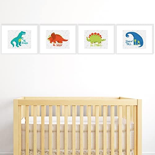 Big Dot Of Happiness Roar Dinosaur - Nursert Nursery Grndersery and Kids Room Linen Paper Wall Art - Conjunto