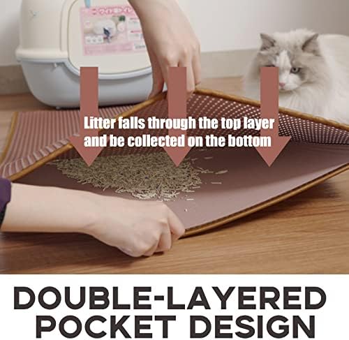 Shekkam Cat Tat de arremesso de arremesso de ninhada: tapete de areia de gatinho grande de camada dupla para caixa
